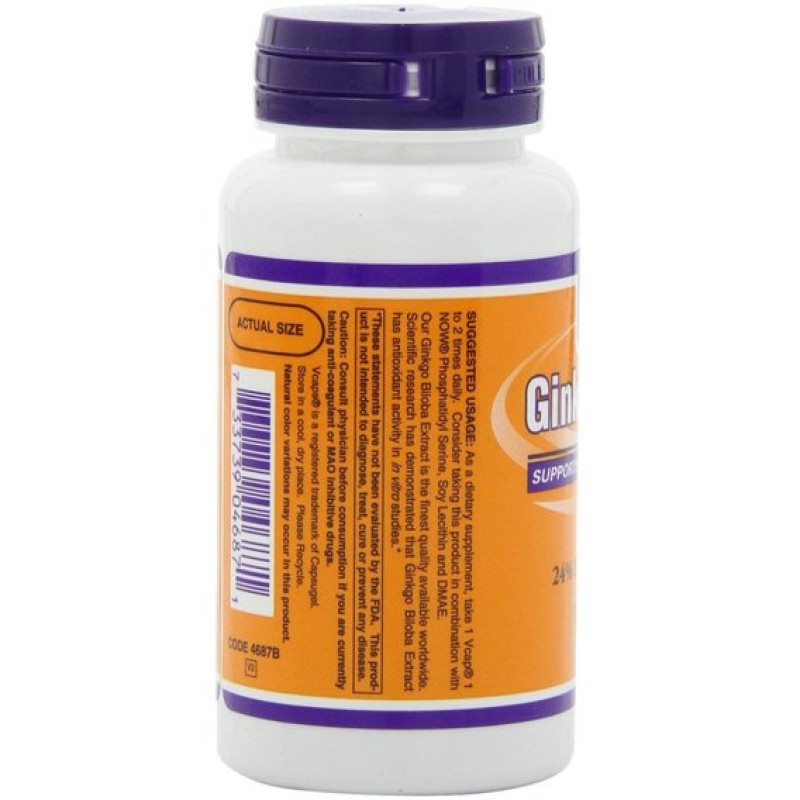 Гінкго Білоба NOW Foods Ginkgo Biloba 60 mg 60 Veg Caps
