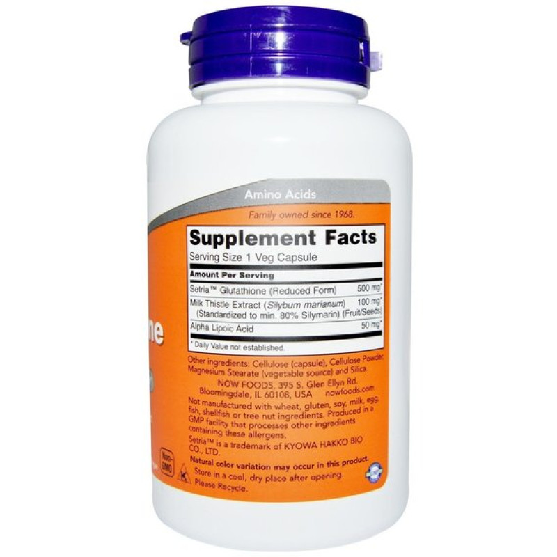 Глутатион NOW Foods Glutathione 500 mg 60 Veg Caps