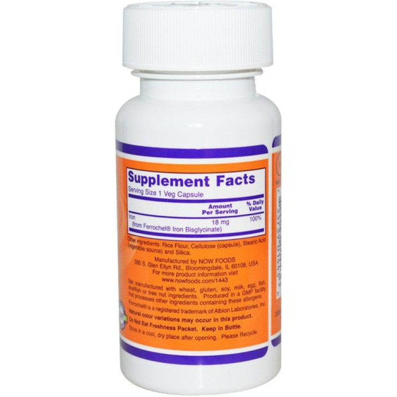 Микроэлемент Железо NOW Foods Iron 18 mg 120 Veg Caps
