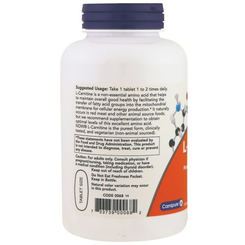 Карнитин NOW Foods L-Carnitine 1000 mg 100 Tabs NF00068