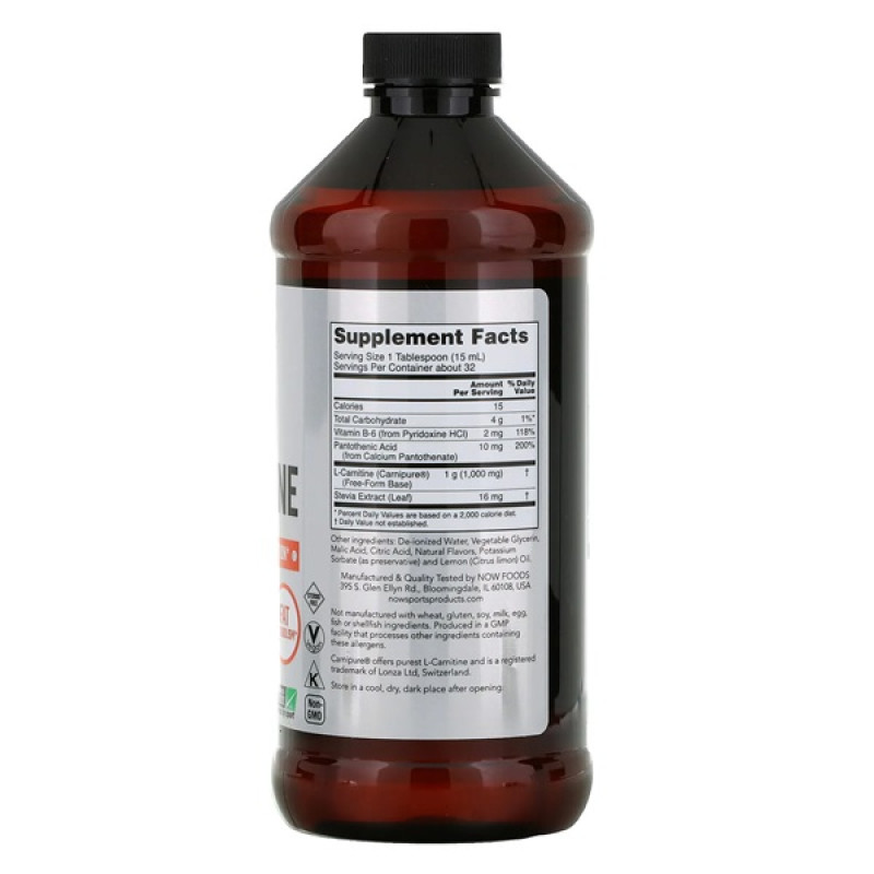 Карнитин NOW Foods L-Carnitine Liquid 1000 mg 473 ml /31 servings/ Citrus