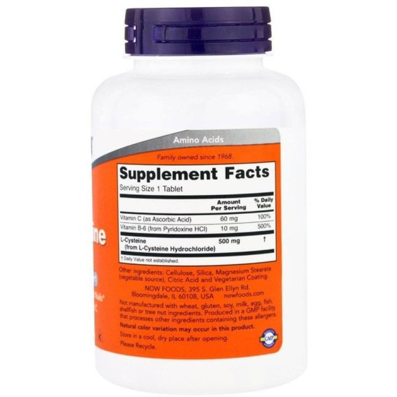 Цистеин NOW Foods L-Cysteine 500 mg 100 Tabs