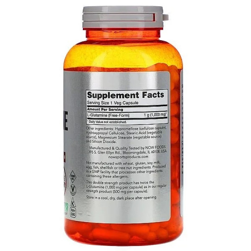 Глютамин NOW Foods L-Glutamine 1000 mg 120 Veg Caps