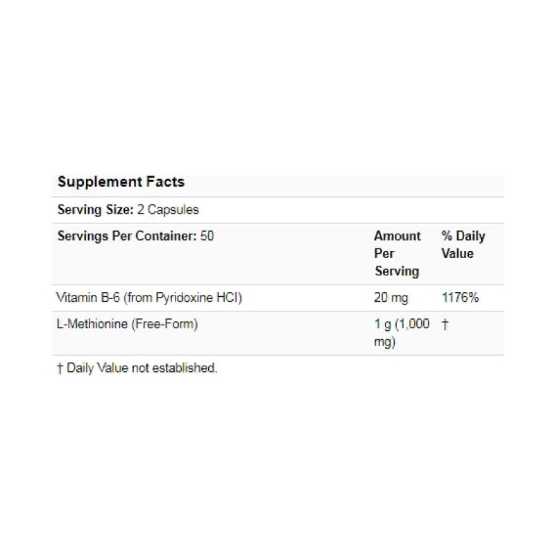 Метионин NOW Foods L-Methionine 500 mg 100 Caps NOW-00117