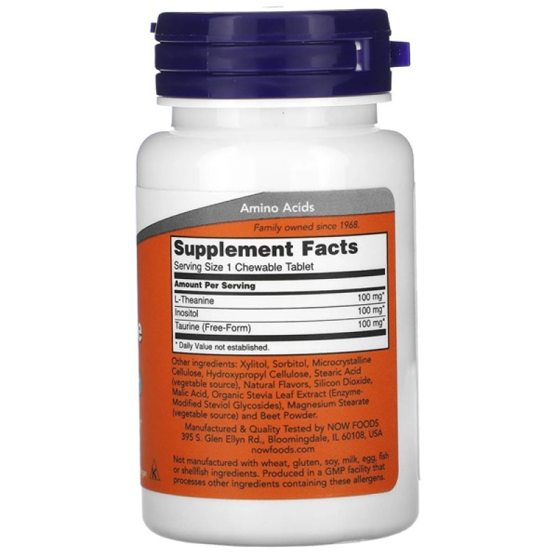 Теанин NOW Foods L-Theanine 100 mg 90 Chewables NF0144