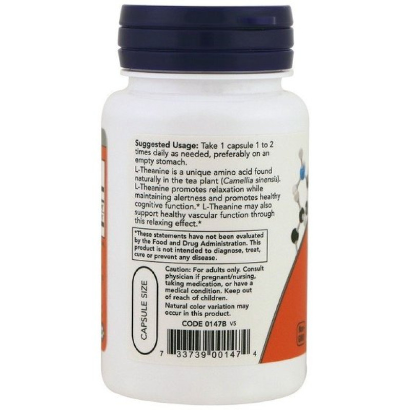 Теанин NOW Foods L-Theanine 200 mg 60 Veg Caps