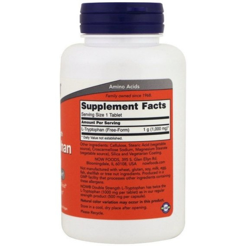 Триптофан NOW Foods L-Tryptophan 1000 mg 60 Tabs
