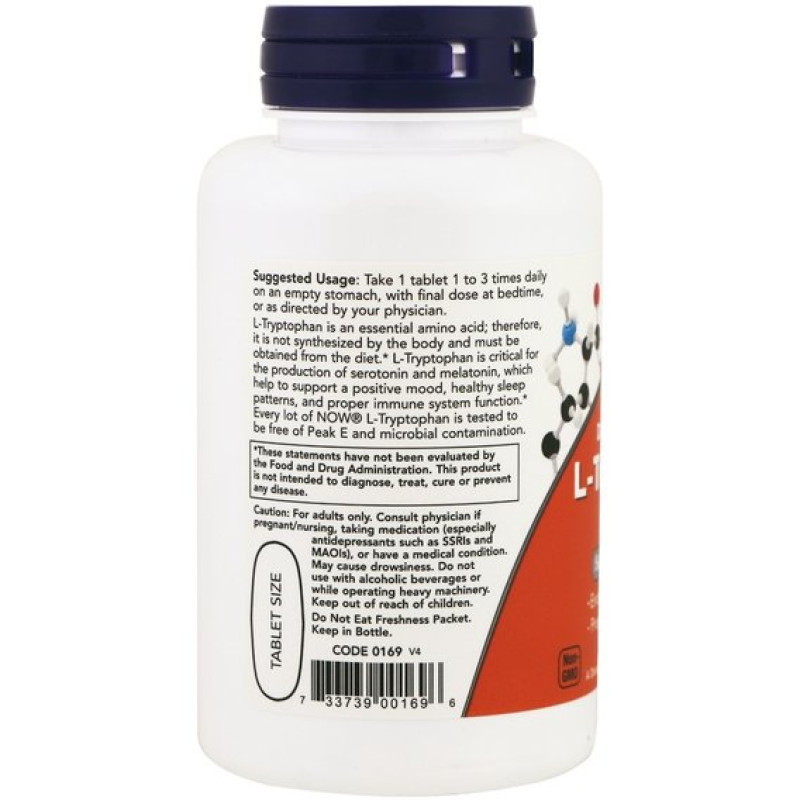 Триптофан NOW Foods L-Tryptophan 1000 mg 60 Tabs