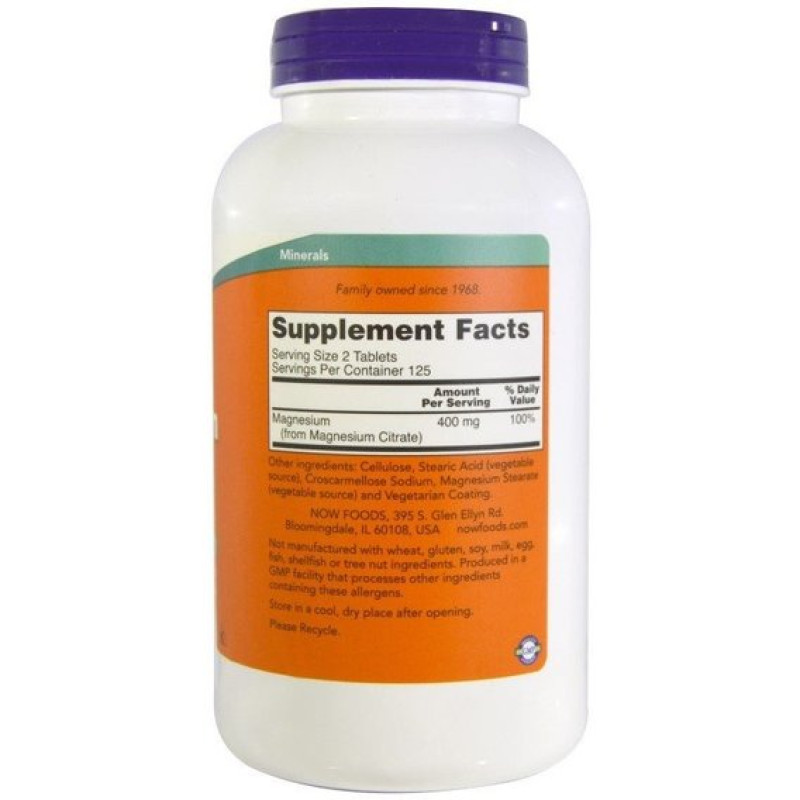 Мікроелемент Магній NOW Foods Magnesium Citrate 200 mg 250 Tabs