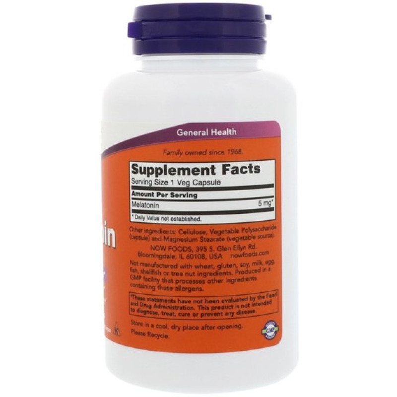 Мелатонін для сну NOW Foods Melatonin 5 mg 180 Veg Caps