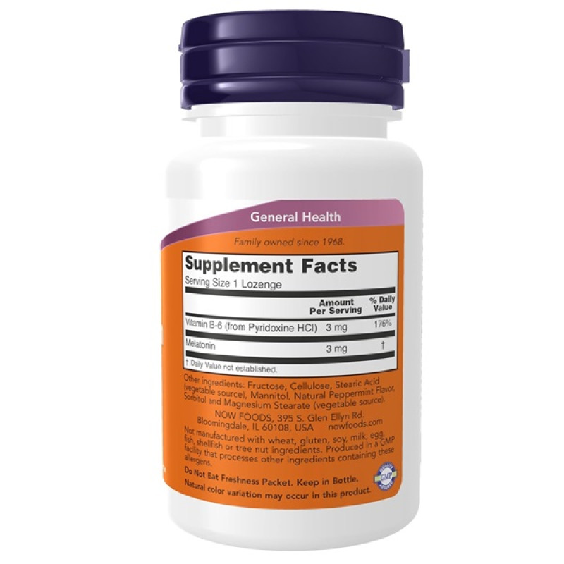 Мелатонін для сну NOW Foods Melatonin 3 mg 180 Lozenges NOW-03259