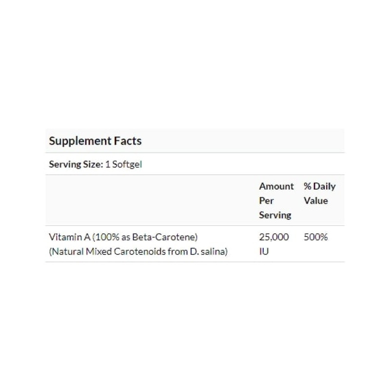 Вітамін A NOW Foods Natural Beta Carotene 25000 IU 90 Softgels