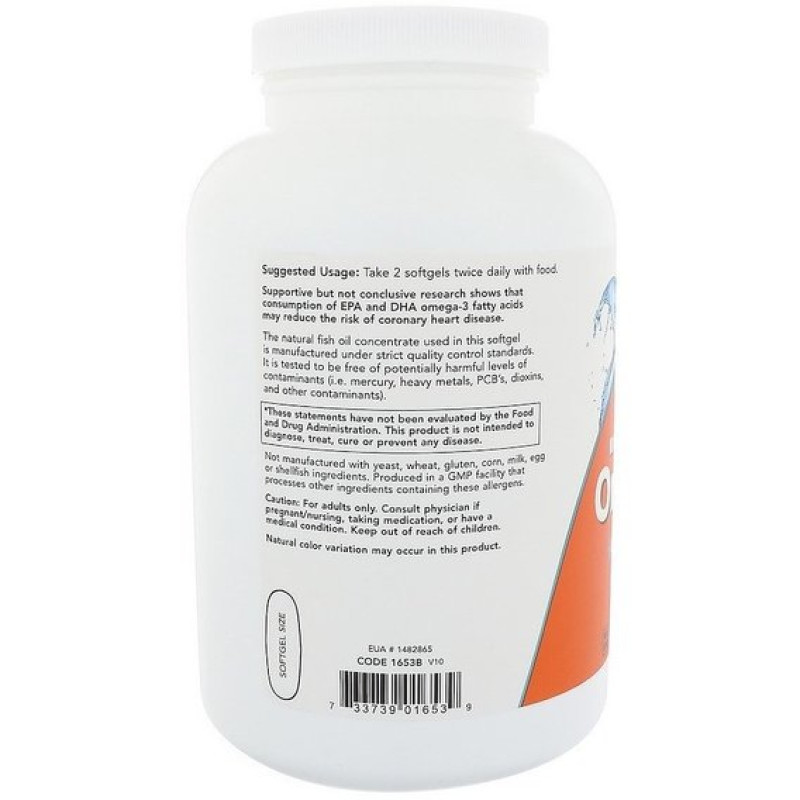 Омега 3 NOW Foods Omega-3 Molecularly Distilled Softgels 500 Softgels
