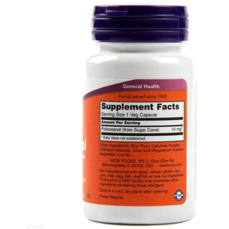 Комплекс для профілактики тиску та кровообігу NOW Foods Policosanol 10 mg 90 Veg Caps