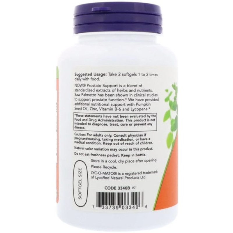 Комплекс для здоров'я передміхурової залози NOW Foods Prostate support 90 Softgels