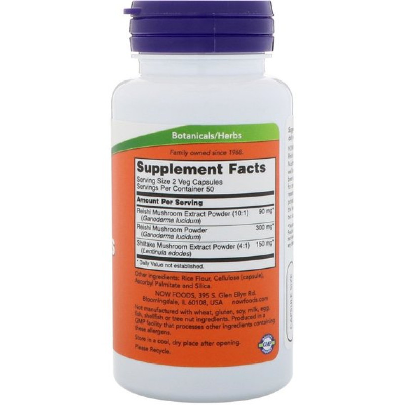 Грибной комплекс NOW Foods Rei-Shi Mushrooms 270 mg 100 Veg Caps