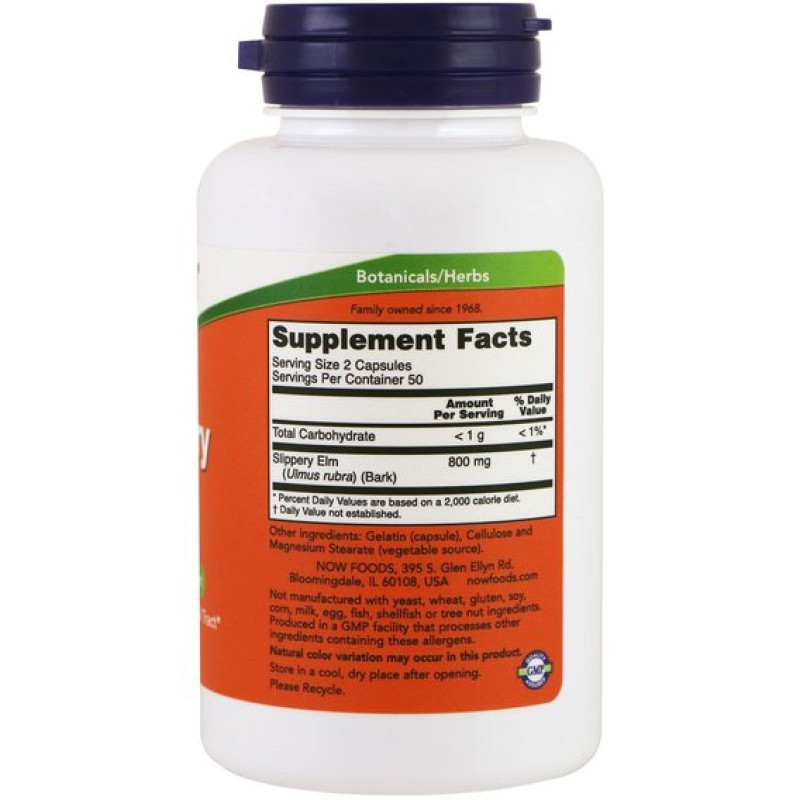 Трав'яні ферменти NOW Foods Slippery Elm 400 mg 100 Caps