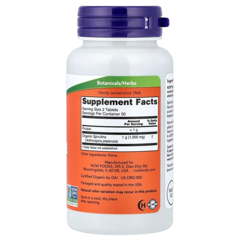 Спіруліна NOW Foods Spirulina 500 mg 100 Tabs