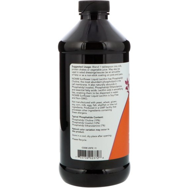 Лецитин NOW Foods SUNFLOWER LIQUID LECITHIN 16 FL OZ 473 ml