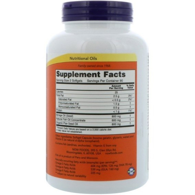 Омега 3-6-9 NOW Foods Super Omega 3-6-9 1200 mg 90 Softgels