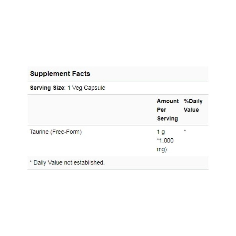 Таурін NOW Foods Taurine, Double Strength 1000 mg 250 Veg Caps NF0143