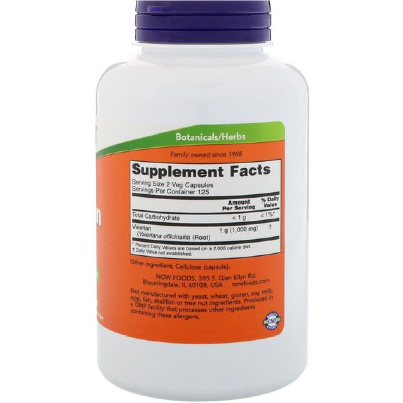 Комплекс для профілактики нервової системи NOW Foods Valerian Root 500 mg 250 Veg Caps