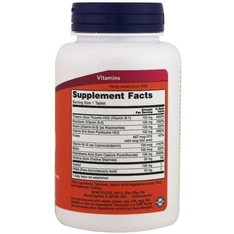 В комплекс NOW Foods Vitamin B-100 Sustained Release 100 Tabs
