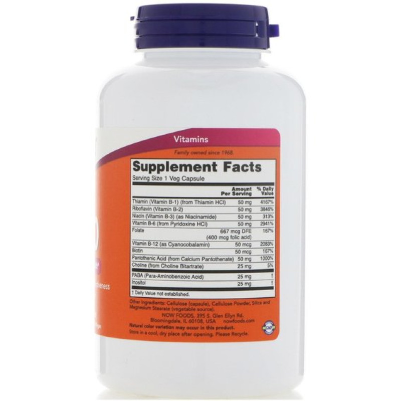 В комплекс NOW Foods Vitamin B-50 250 Veg Caps