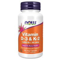 Комплекс Вітамін D3+K2 NOW Foods Vitamin D-3 & K-2 120 Veg Caps