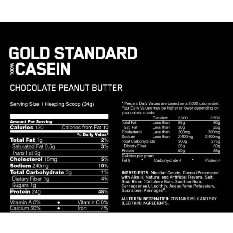 Протеїн Optimum Nutrition 100% Casein Gold Standard 1818 g /53 servings/ Chocolate Peanut butter