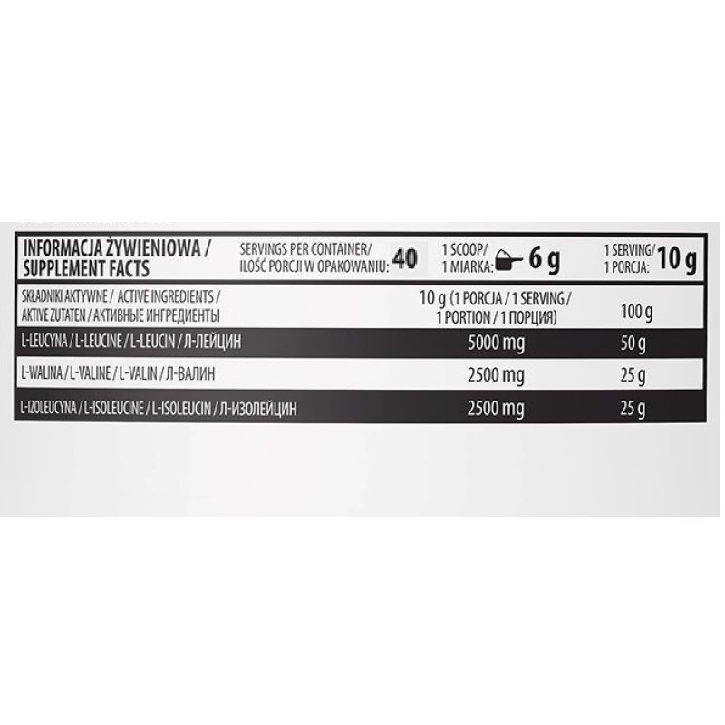 Амінокислота BCAA для спорту OstroVit BCAA 2-1-1 400 g /40 servings/ Pure