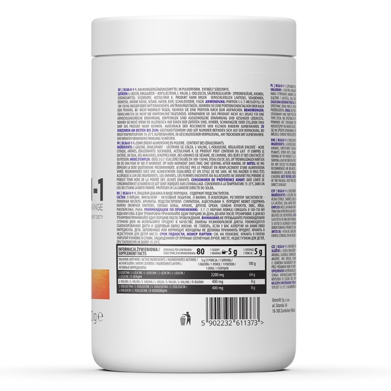 Аминокислота BCAA для спорта OstroVit BCAA 8-1-1 400 g /40 servings/ Orange