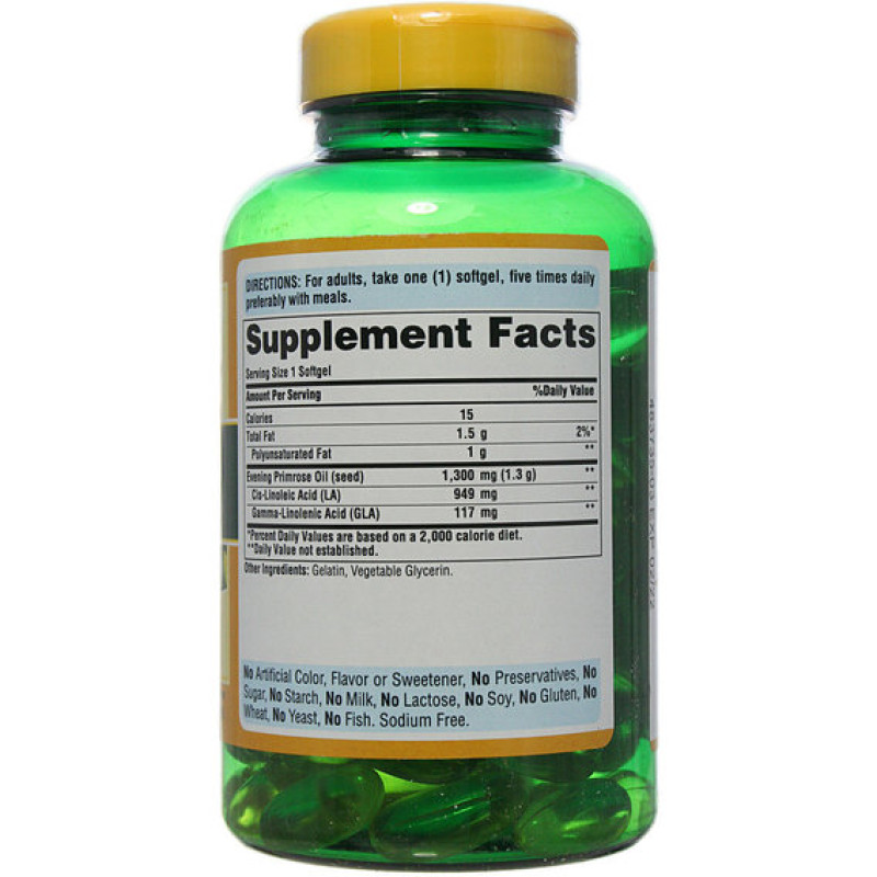 Олія вечірньої примули Puritan's Pride Evening Primrose Oil 500 MG With GLA 100 Softgels