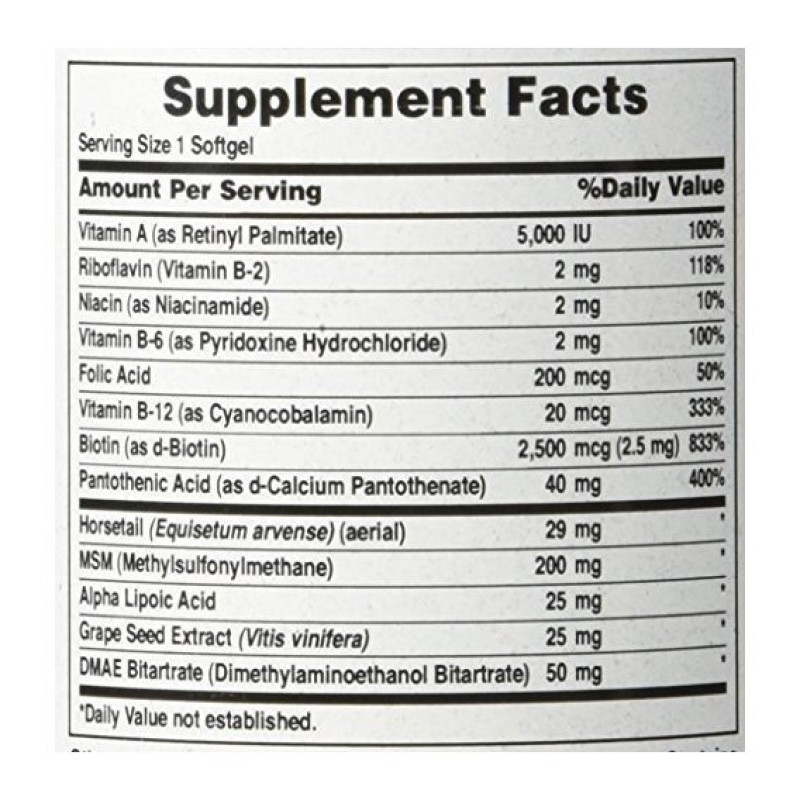 Комплекс для шкіри, волосся, нігтів Puritan's Pride Hair, Skin & Nails One Per Day Formula 30 Softgels