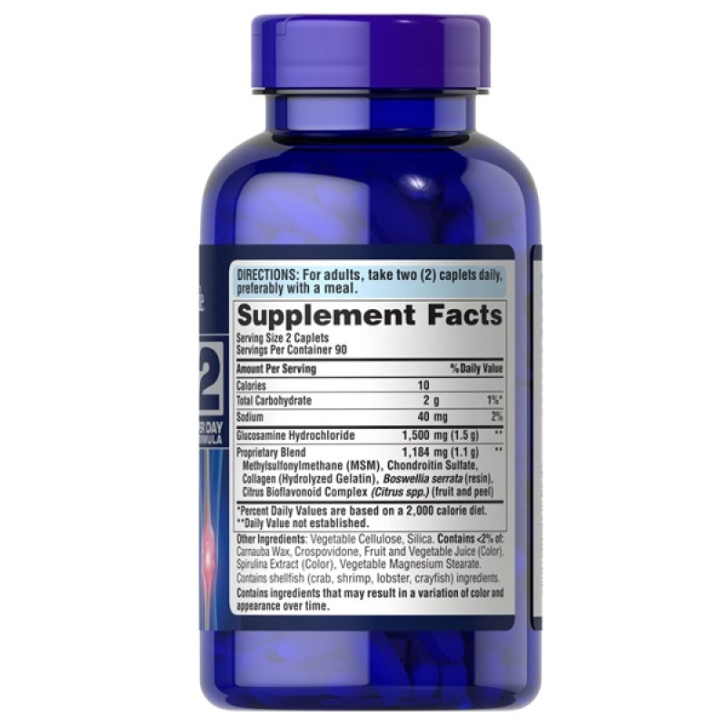 Препарат для суглобів та зв'зок Puritan's Pride Triple Strength Glucosamine, Chondroitin & MSM Joint Soother 180 Caplets