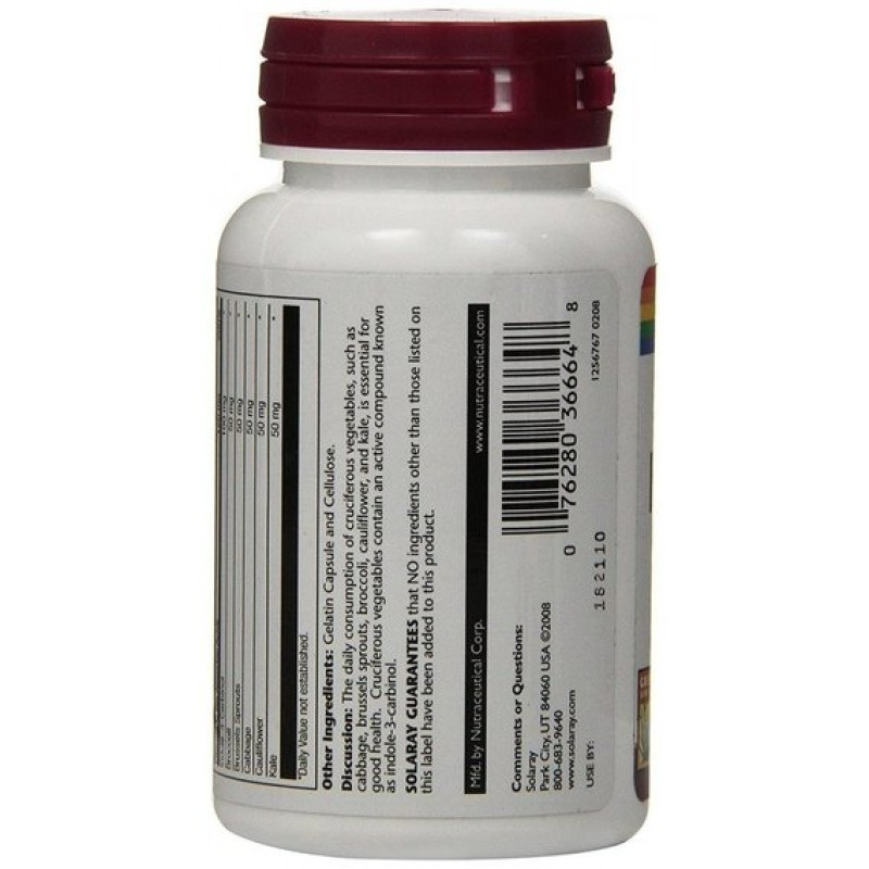 Индол 3 карбинол Solaray Indole-3-Carbinol 100 mg 30 Veg Caps SOR-36664