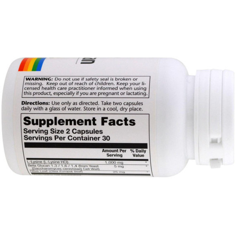 Лизин Solaray L-Lysine & Beta Glucan 1000 mg 60 Veg Caps