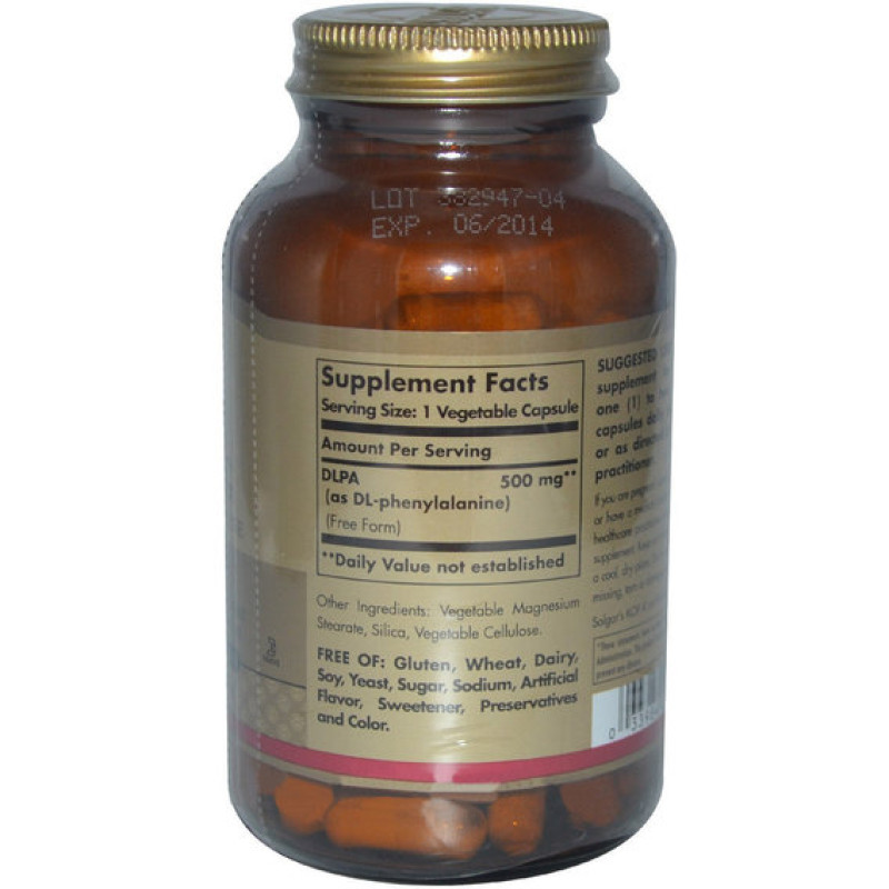 Фенилаланин Solgar DLPA Free Form 500 mg 100 Veg Caps