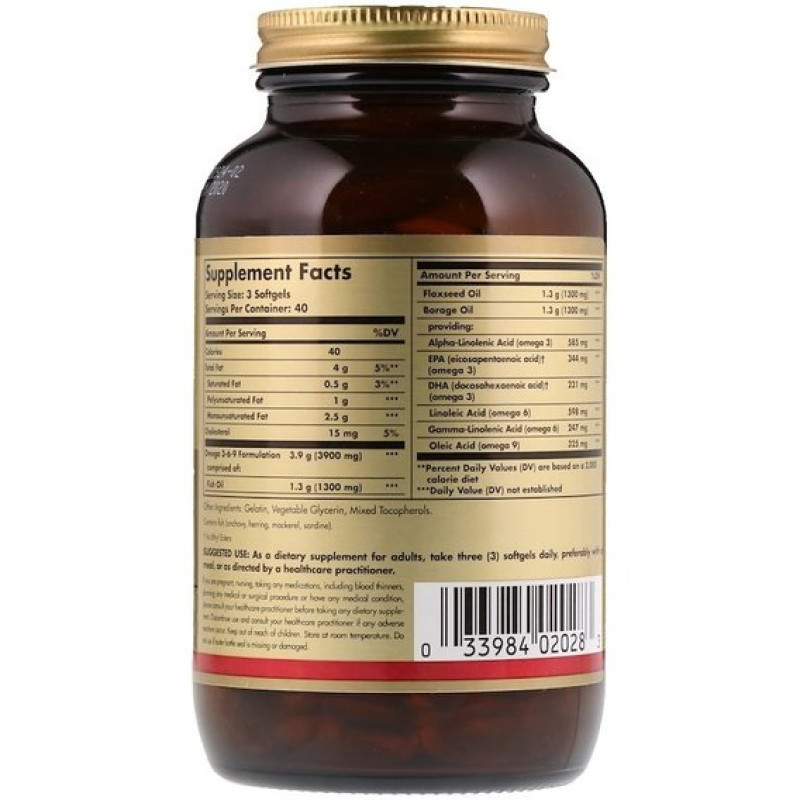 Омега 3-6-9 Solgar EFA Omega 3-6-9 1300 mg 120 Softgels SOL-02028
