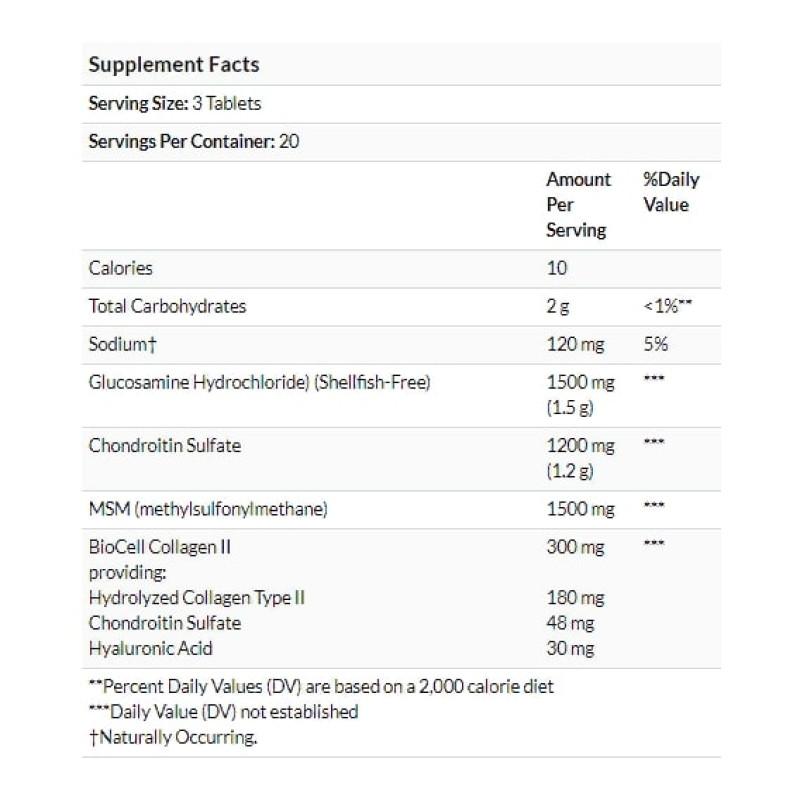 Препарат для суглобів та зв'зок Solgar Glucosamine Hyaluronic Acid Chondroitin MSM 60 Tabs SOL-01316