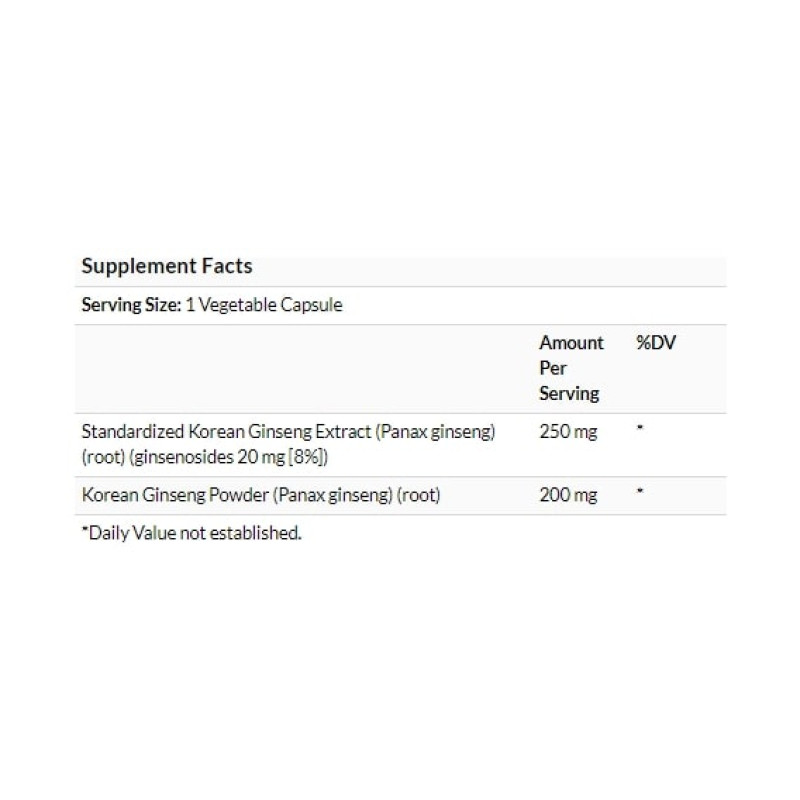Комплекс для профілактики нервової системи Solgar Korean Ginseng Root Extract 60 Veg Caps SOL-04138