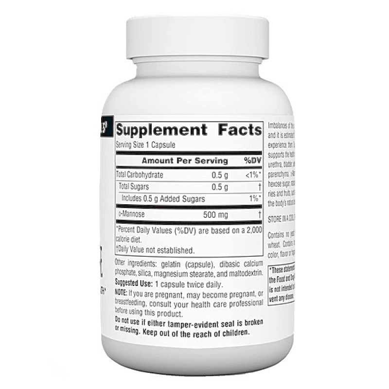 Урологічний препарат Source Naturals D-Mannose 500 mg 60 Caps