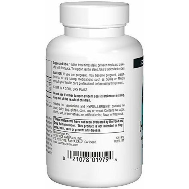 Триптофан Source Naturals L-Tryptophan with Coenzyme B-6 500 mg 60 Tabs
