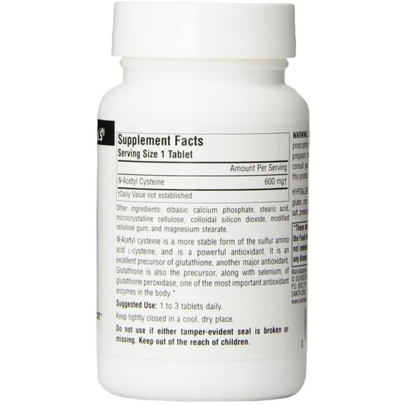 Ацетилцистеин Source Naturals NAC (N-Аcetyl-L-Цистеин) 600 mg 60 Tabs