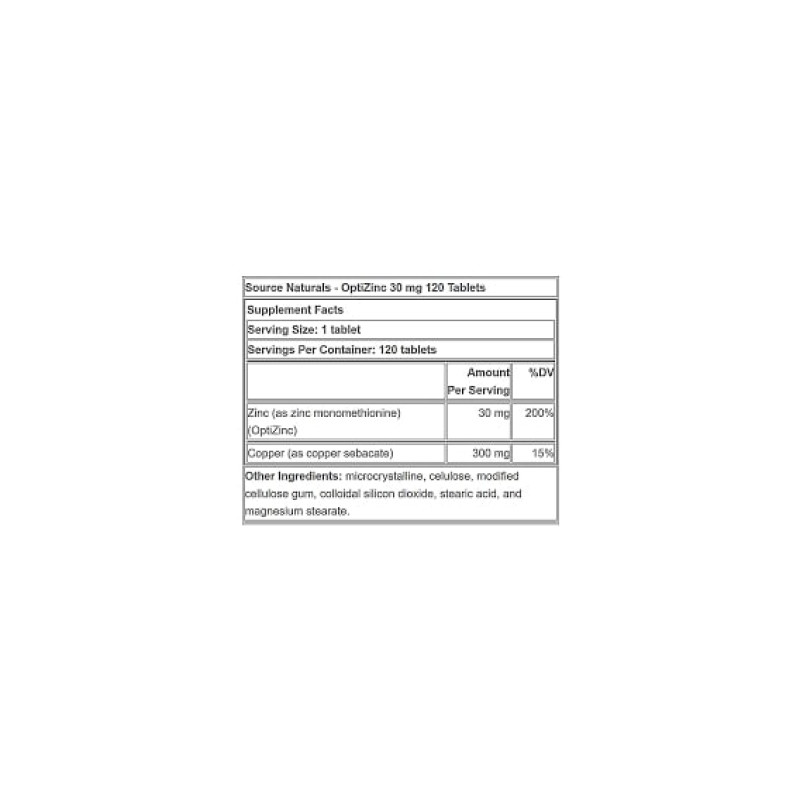 Мікроелемент Цинк Source Naturals OptiZinc 120 Tabs