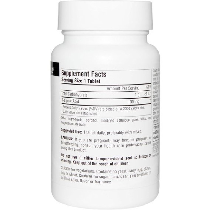 Альфа-липоевая кислота Source Naturals R-Lipoic Acid 100 mg 60 Tabs