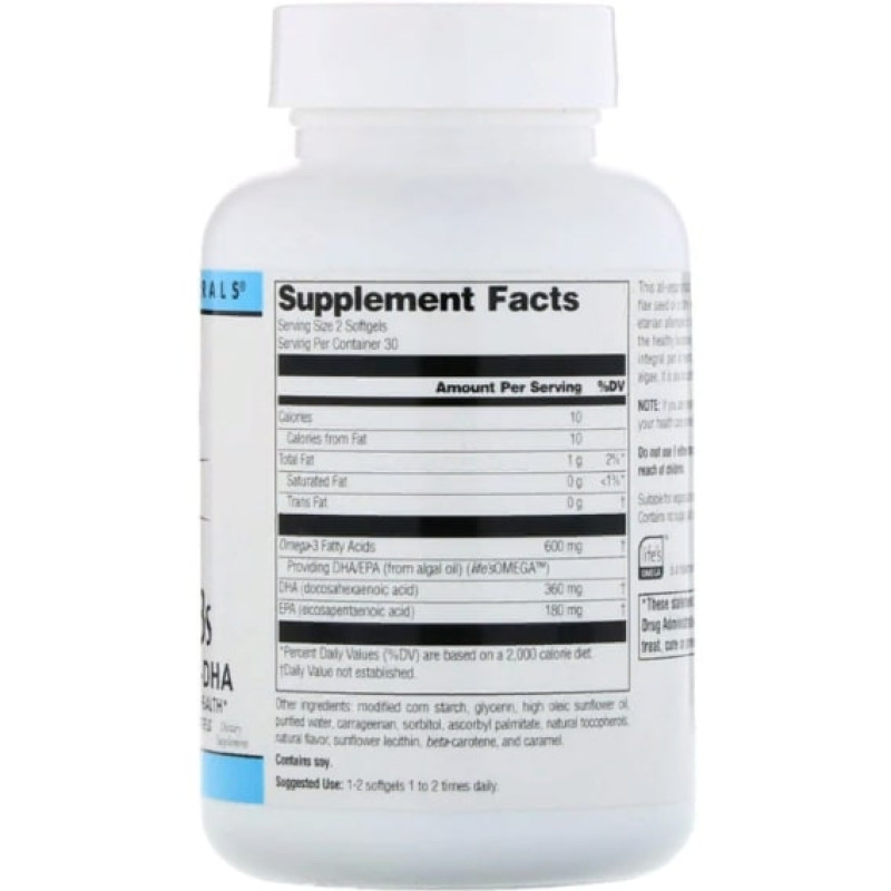Омега 3 Source Naturals Vegan Omega-3S, EPA-DHA 300 mg 60 Veg Softgels SNS-02459
