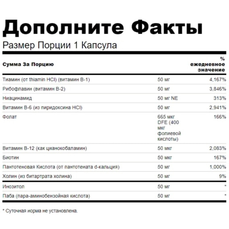 В комплекс Swanson Balance B-50 Complex 100 Caps SWA-01057