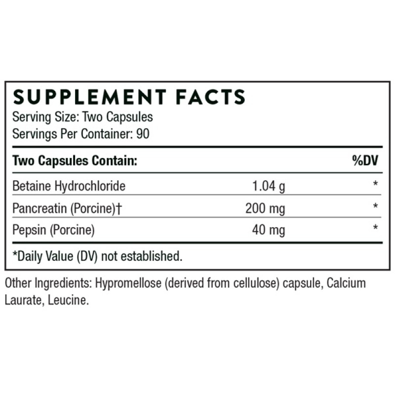 Травні ферменти Thorne Research Multi Enzyme (Betaine/Pancreatin/Pepsin for Digestion Support) 180 Caps THR-41002