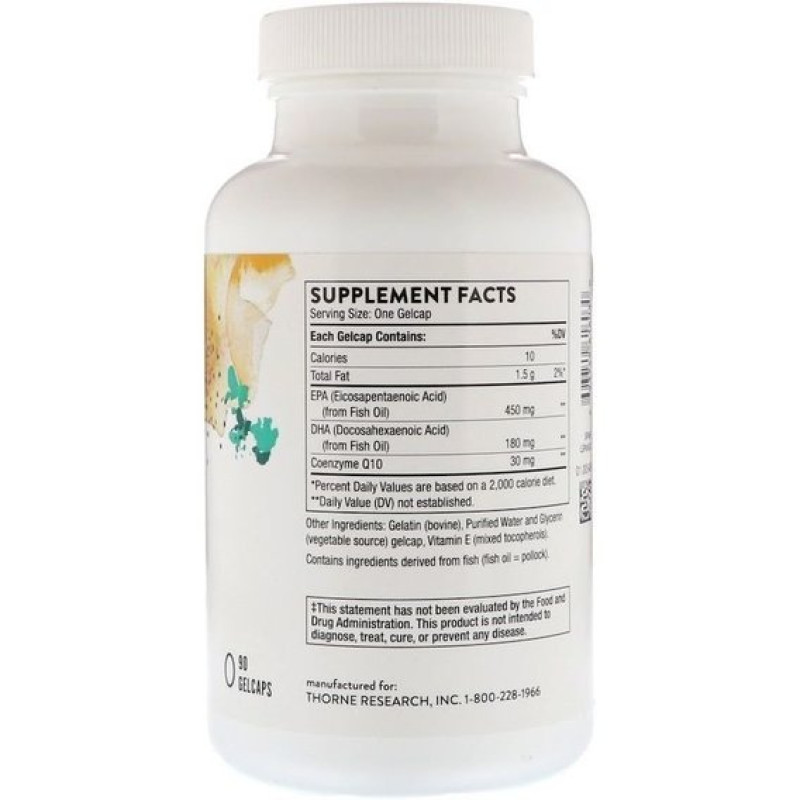 Омега 3 Thorne Research Omega-3 with CoQ10 90 Gel Caps
